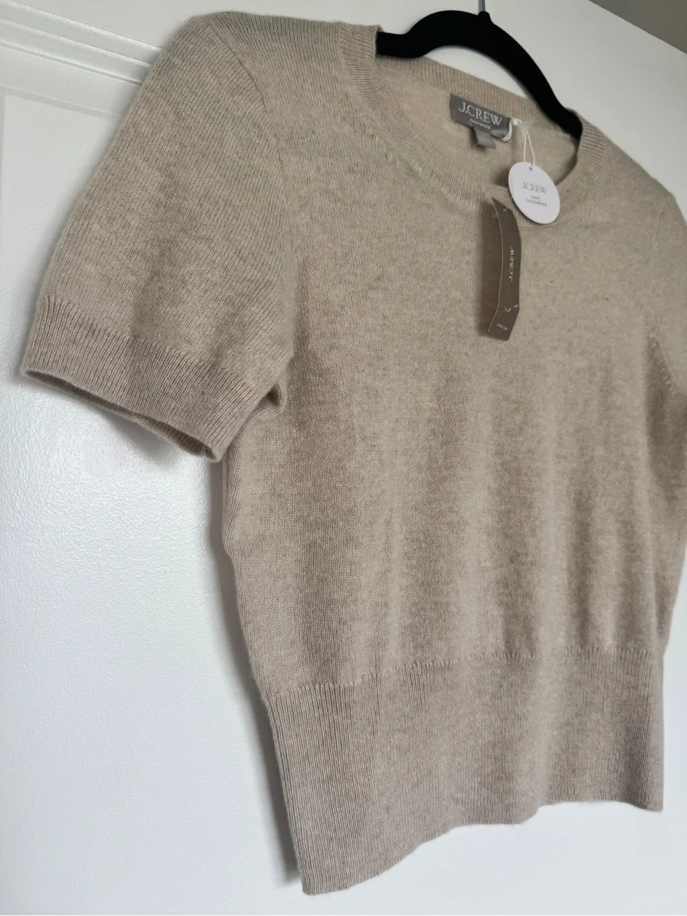 NWT! J. CREW Women’s Cashmere shrunken T-shirt in heather linen size extra small